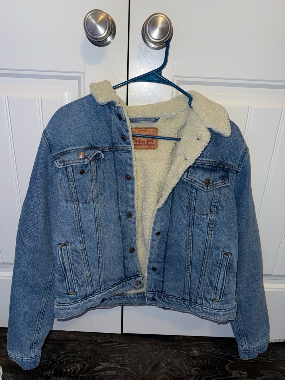 Sherpa-Lined Levi's Denim Jacket- Light Blue